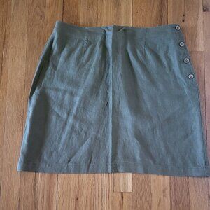 GH bass & co skirt khaki green linen skirt size 12